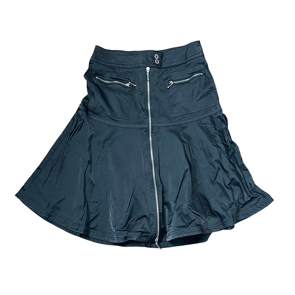 Kenar Punk Front Zip Pocket Mini‎ Skirt Peplum Stretch Fit & Flare Hem  8 Women